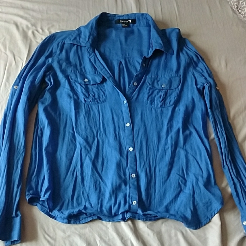 Blue button down.